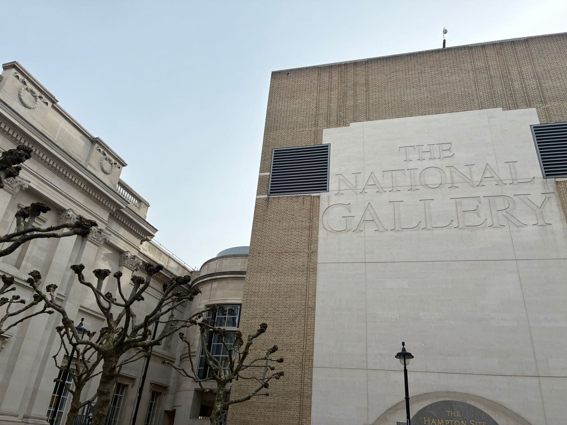 Pollarding of trees outside National gallery in London WC2