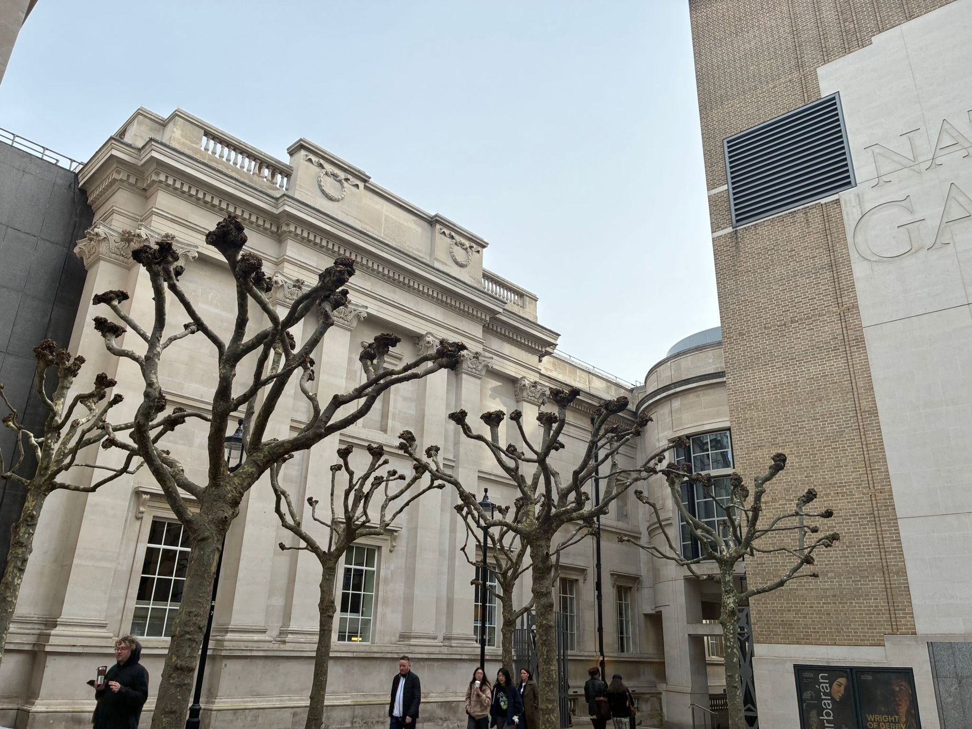 Pollarding of trees outside National gallery in London WC2
