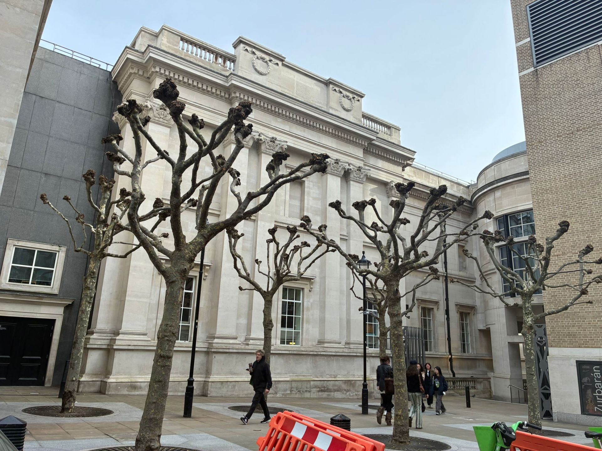 Pollarding of trees outside National gallery in London WC2