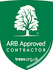 ARB Approved Contractor logo: green shield with tree illustration and website address trees.org.uk