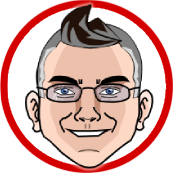 Man with glasses, gray hair, smiling, in a red circle.