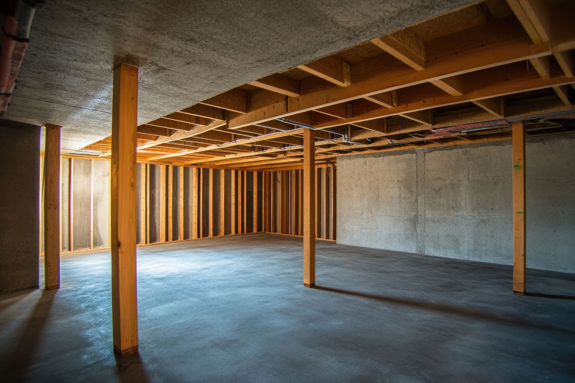 Workers smoothing wet concrete for a sidewalk with hand tools in an outdoor setting.