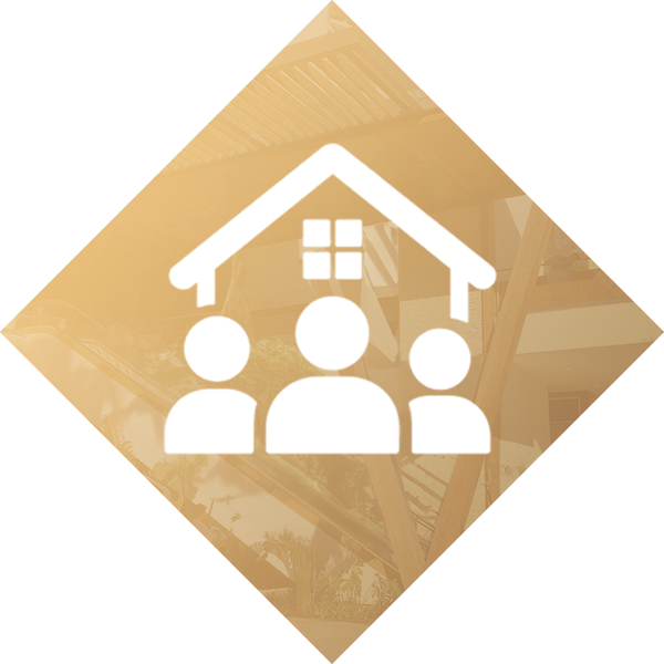 An isometric icon of a building sitting on top of a table.
