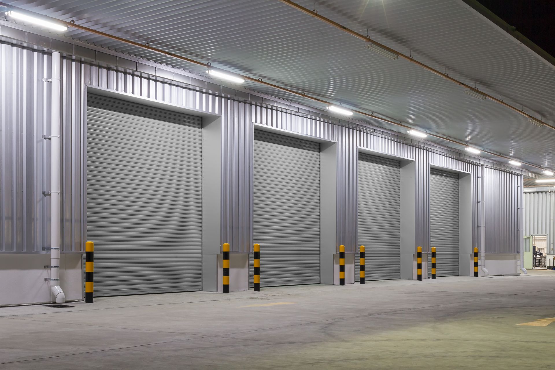 Commercial overhead garage doors.