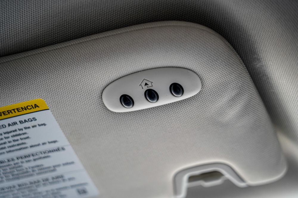 A close up of a sun visor in a car