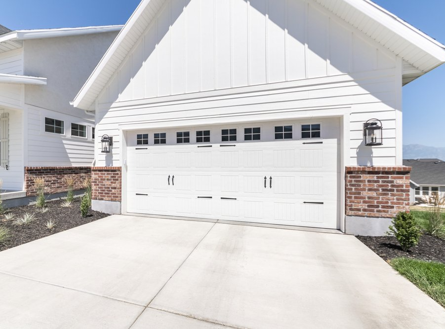 white reinforced garage door