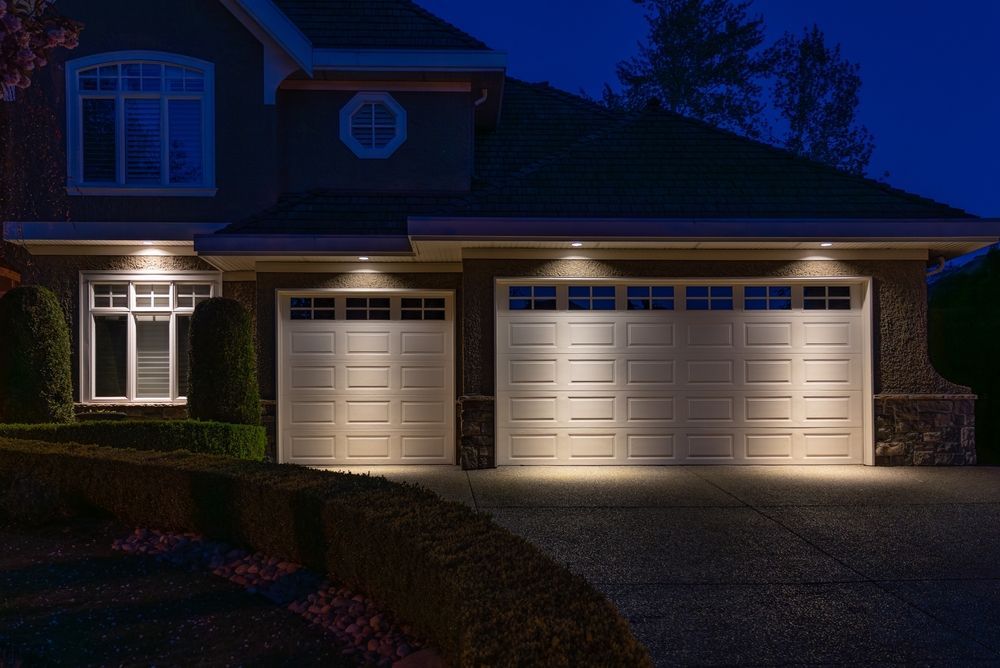 A stylish garage door that enhances the home's curb appeal.