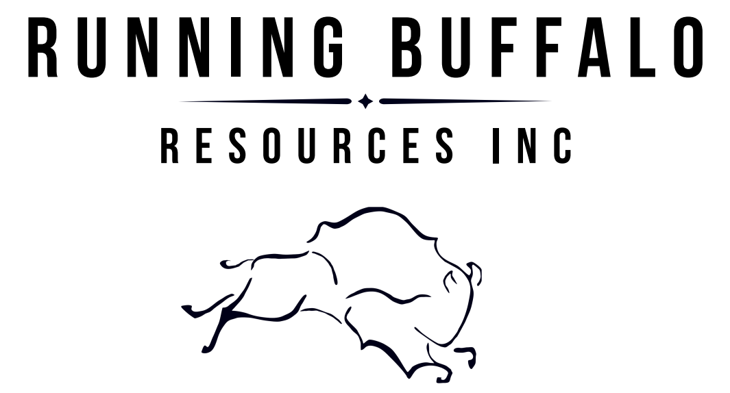A logo for running buffalo resources with a buffalo on it