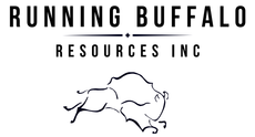 A logo for running buffalo resources with a buffalo on it