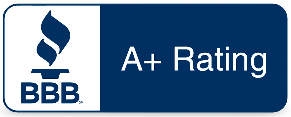 A blue sign that says accredited business on it