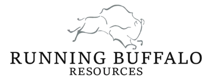 A logo for running buffalo resources with a buffalo on it