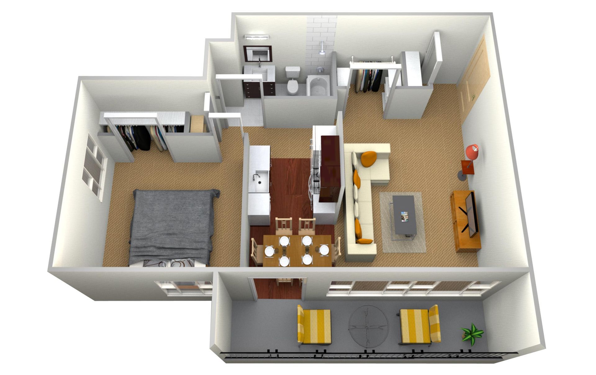 Floor Plan: 1 Bedroom Large