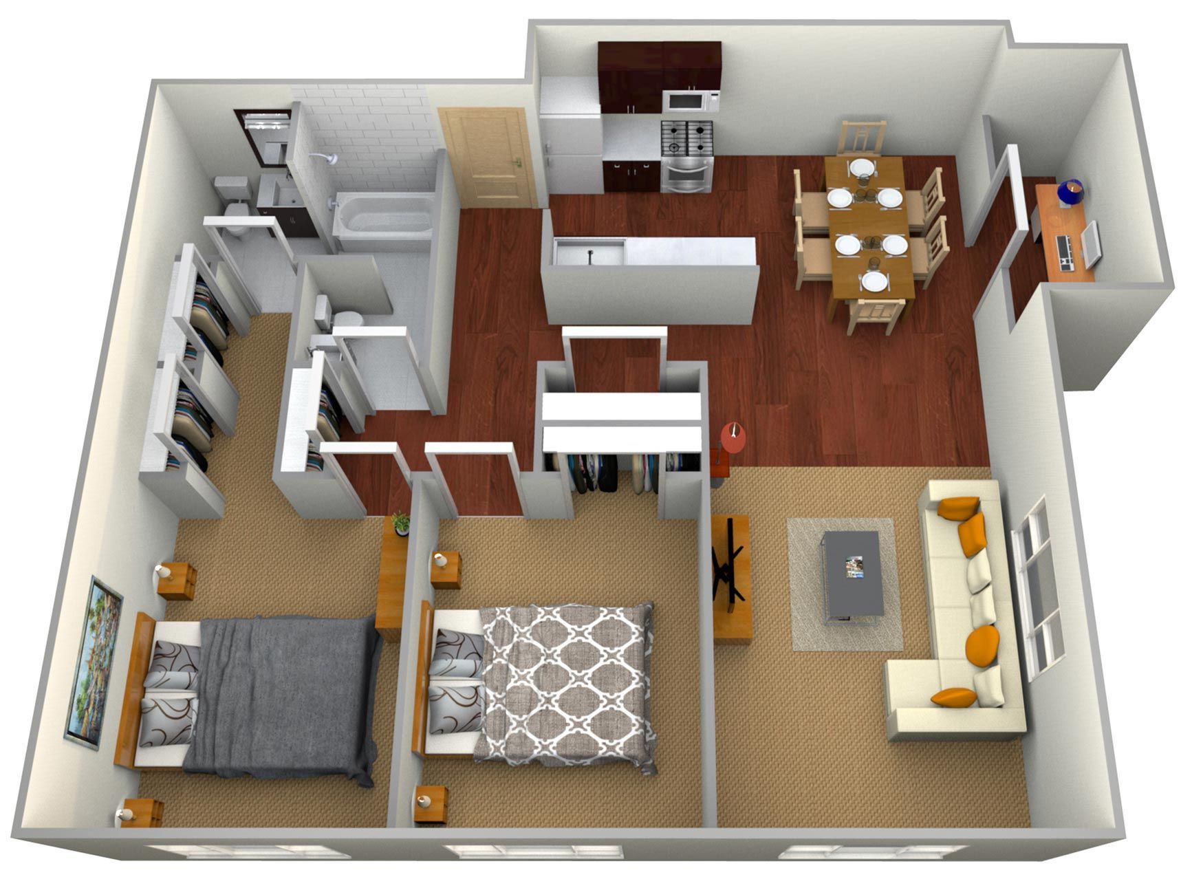 Floor Plan: 2 Bedroom Large