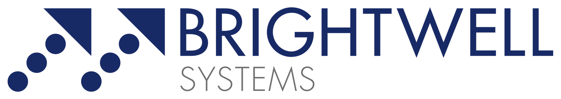 A blue and white logo for brightwell systems