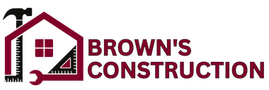 The logo for brown 's construction shows a house with a hammer and wrench.