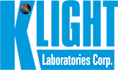 KLIHGT Laboratories Corp. logo, blue text with a colorful sphere in the letter