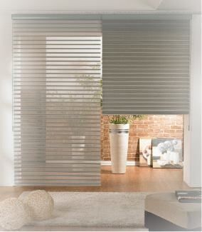 A Living Room With a Sliding Glass Door and Blinds — BTS Blinds & Awnings in Gunnedah, NSW