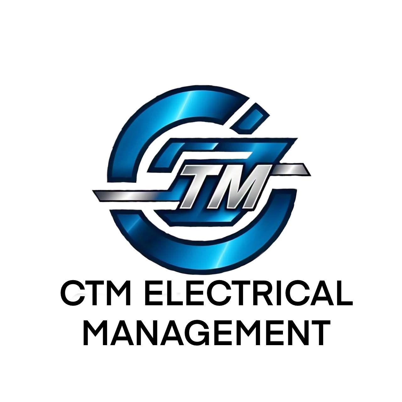 Logo for CTM Electrical Management with blue and silver design.