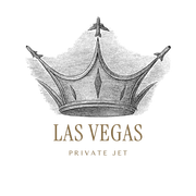 Las Vegas Private Jet logo featuring a crown with three airplanes flying around it.