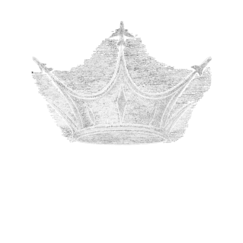 A sketched crown with five points, shaded in gray on a white background.