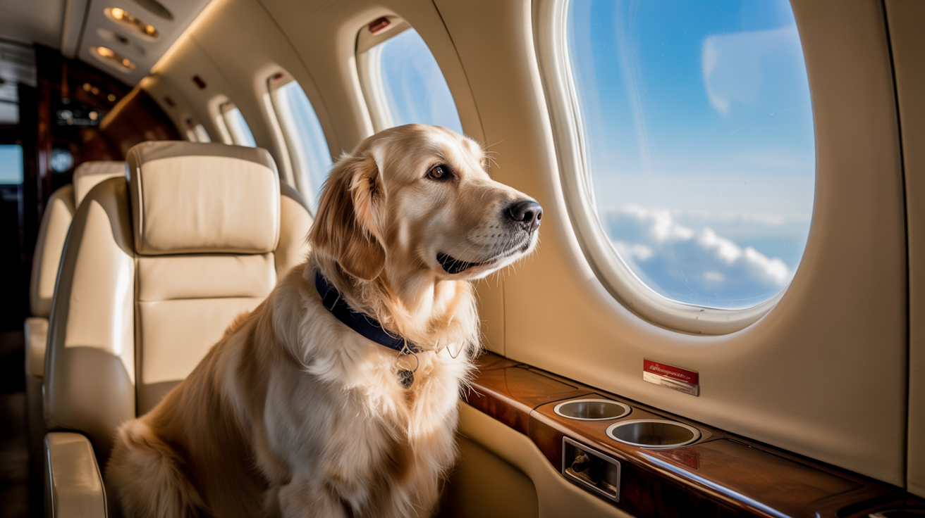 a photo of a pet friendly private charter jet service