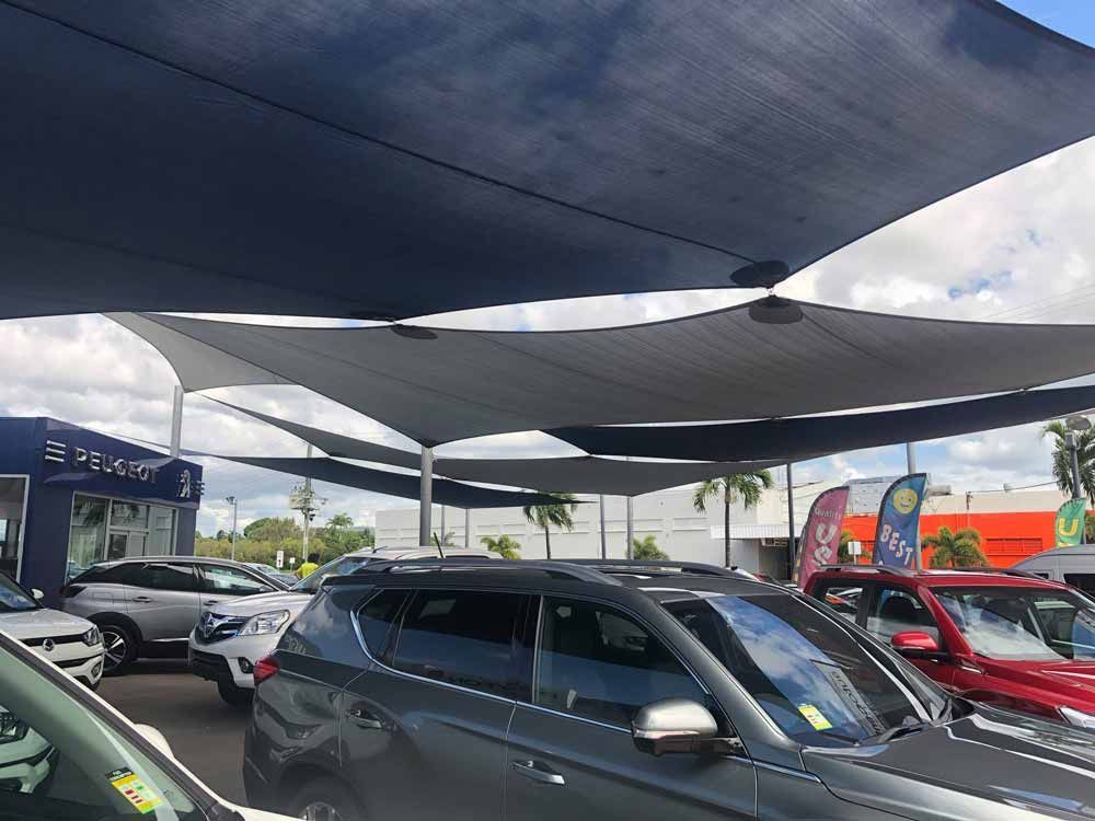 Car Dealership Shade Sails Installation — Professional Shade Sail Installation in Ayr, QLD