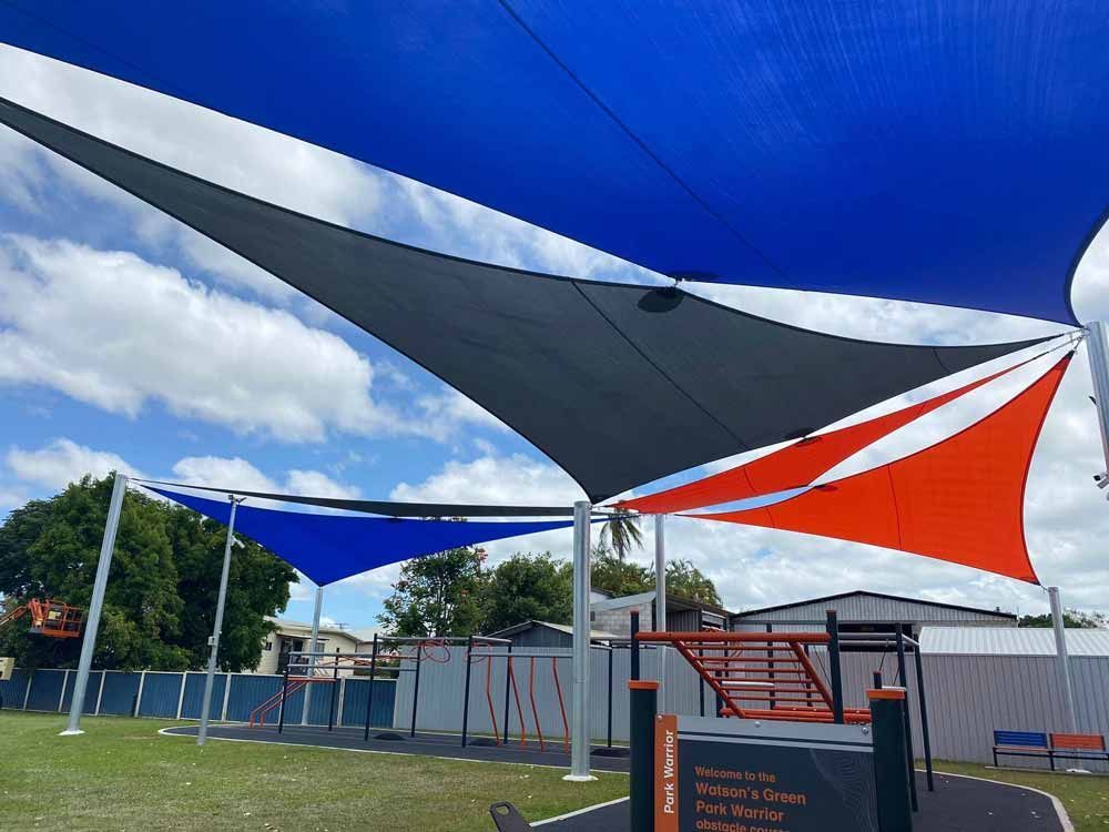 Colorful Shade Sails — Professional Shade Sail Installation in Garbutt, QLD