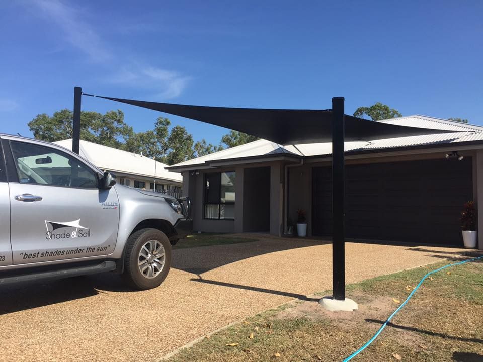 Home Garage with Shade Sail Installed — Professional Shade Sail Installation in North Queensland, QLD