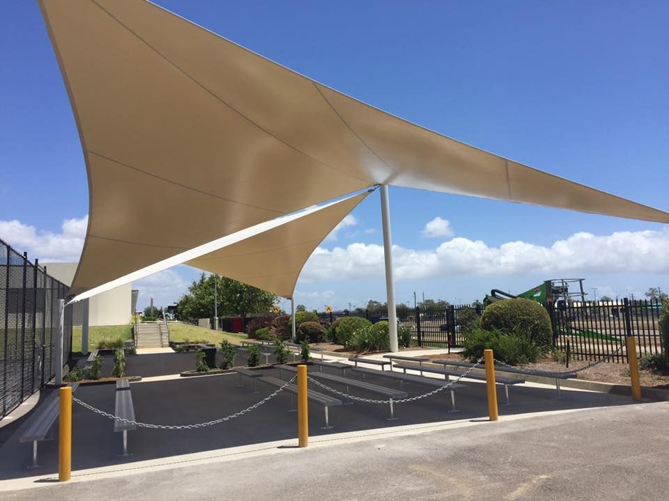 Large Shade Sail Installed for Benches Outdoors — Professional Shade Sail Installation in North Queensland, QLD