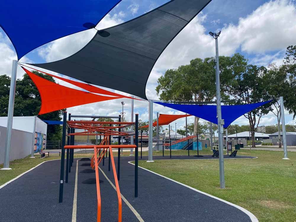 Play Park with Shade Sail Installations — Professional Shade Sail Installation in Garbutt, QLD