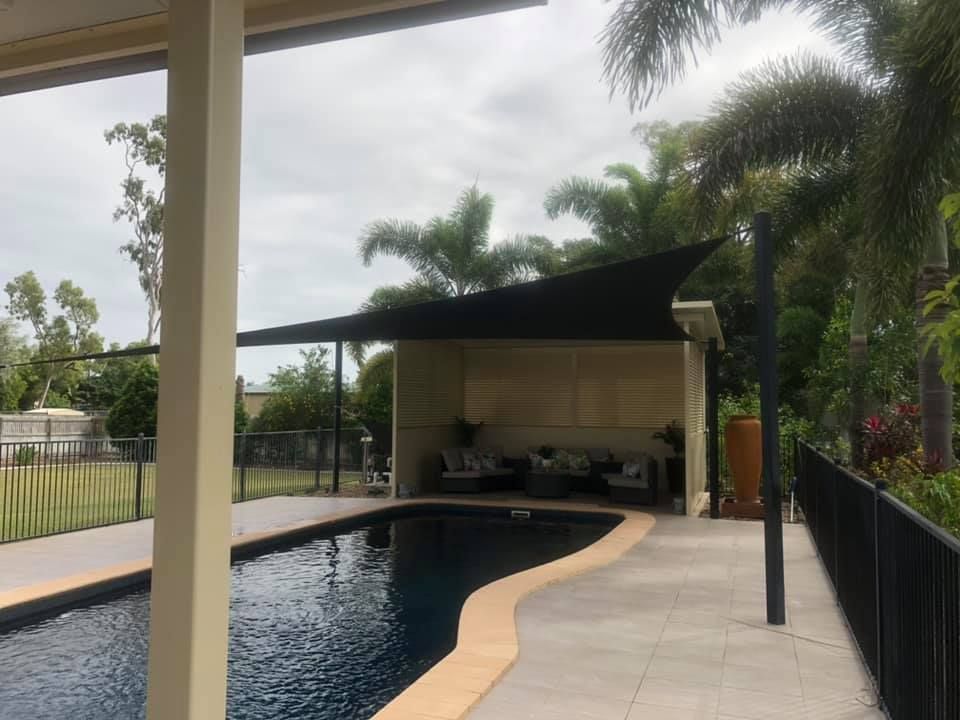 Pool Side Lounge Area Shade Sails — Professional Shade Sail Installation in Mount Isa, QLD