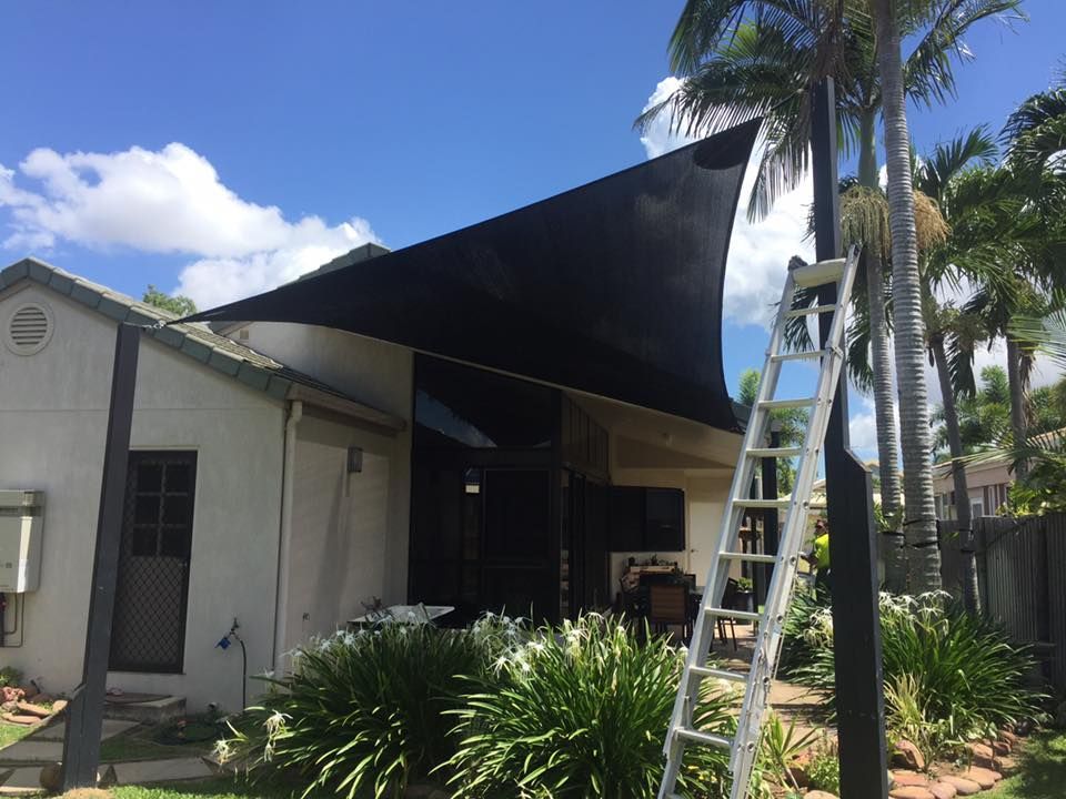 Shade Sail Being Installed — Professional Shade Sail Installation in North Queensland, QLD