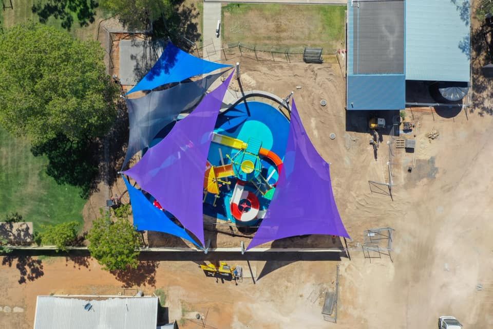 Top View of a Water Park — Professional Shade Sail Installation in Ayr, QLD