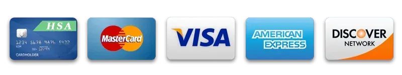 A row of credit cards including visa mastercard and discover