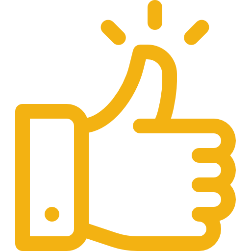 A yellow thumbs up icon on a white background.
