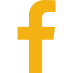 A yellow facebook logo on a white background.