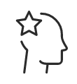 A line drawing of a person 's head with a star on it.