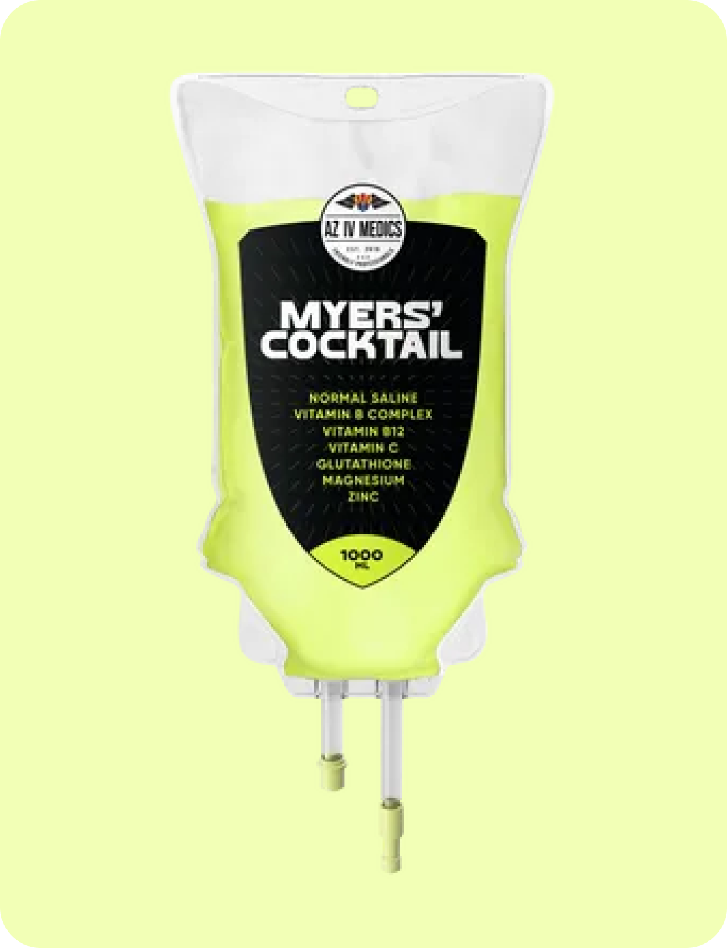 A bag of myers ' cocktail on a yellow background.