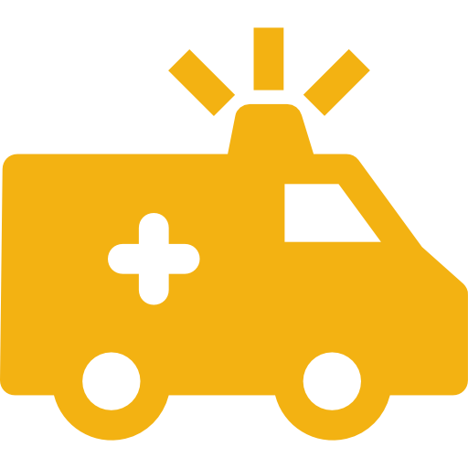 A yellow ambulance with a light on top of it.