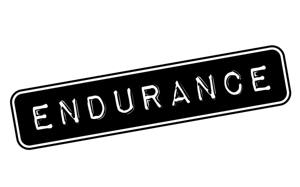 A black and white stamp with the word endurance written inside of it.