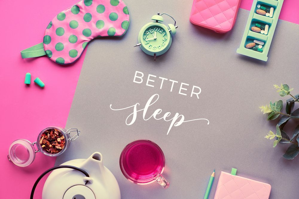 A pink and gray background with the words `` better sleep '' written on it.