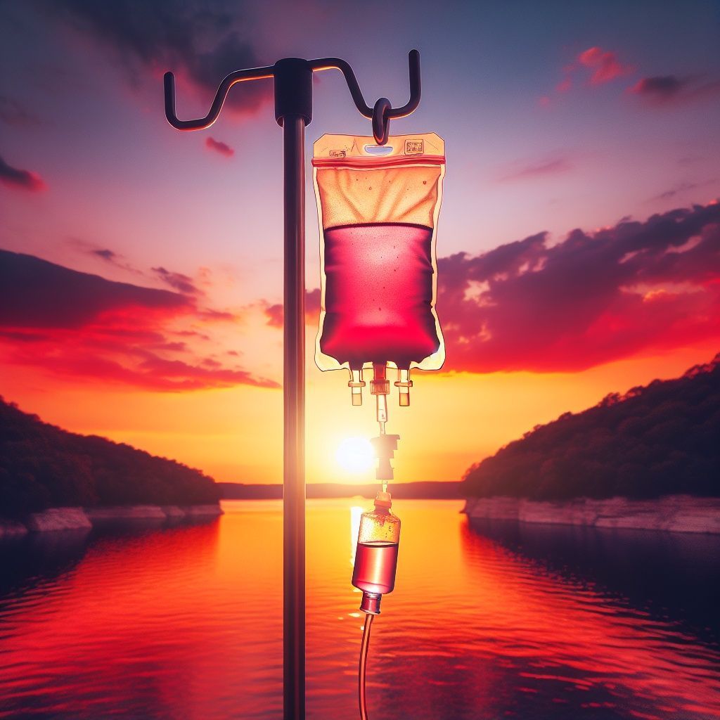 iv bag in sunset