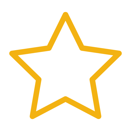 A yellow star with a white outline on a white background.