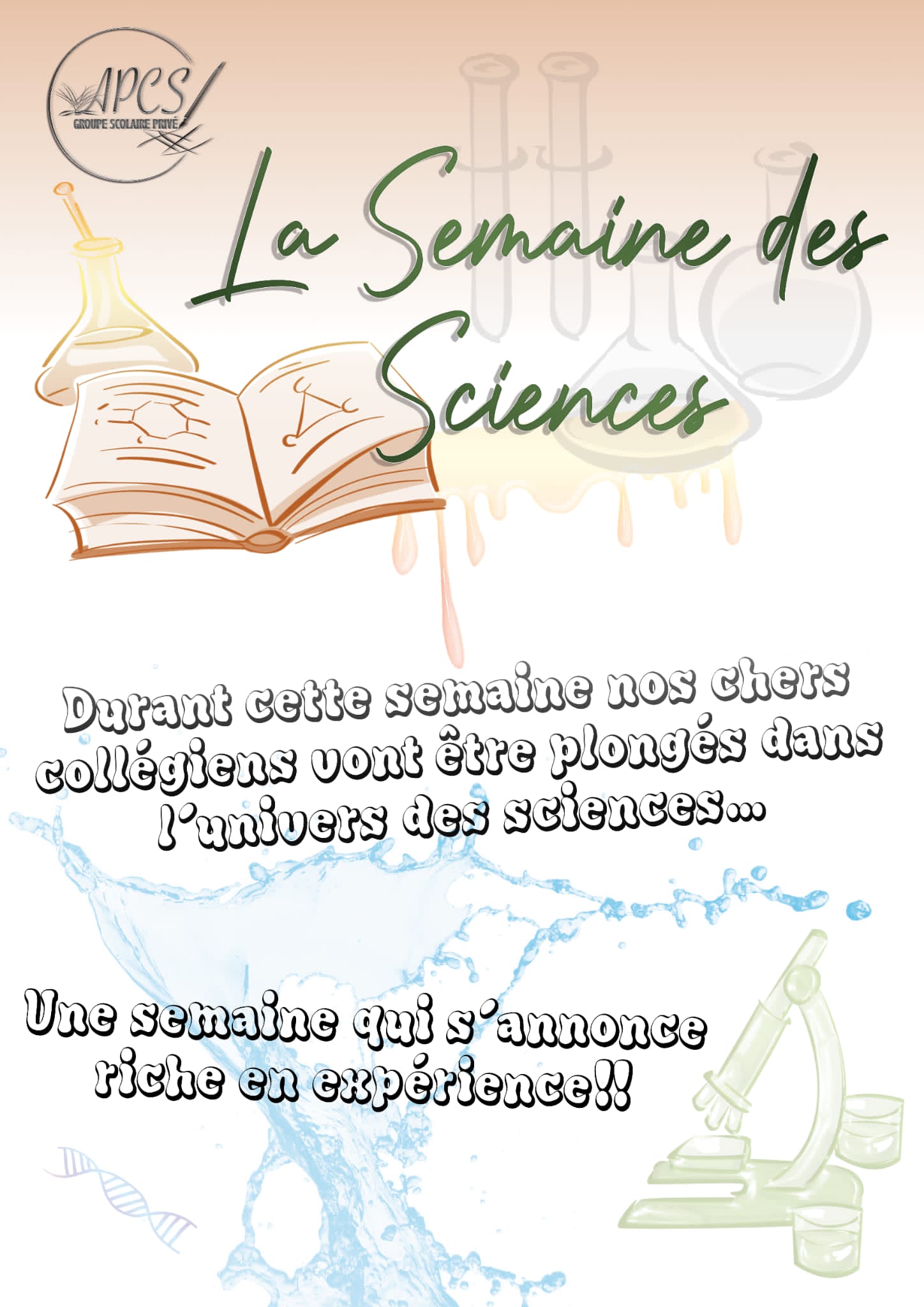 Affiche de la semaine des sciences à l'école APCS de Sevran