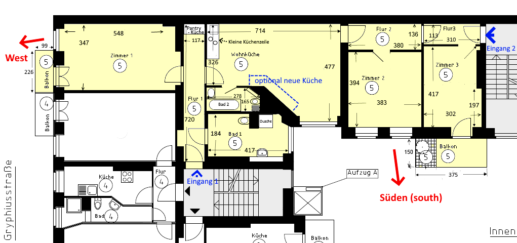 Ein schwarz-weißer Grundriss eines Hauses auf Deutsch