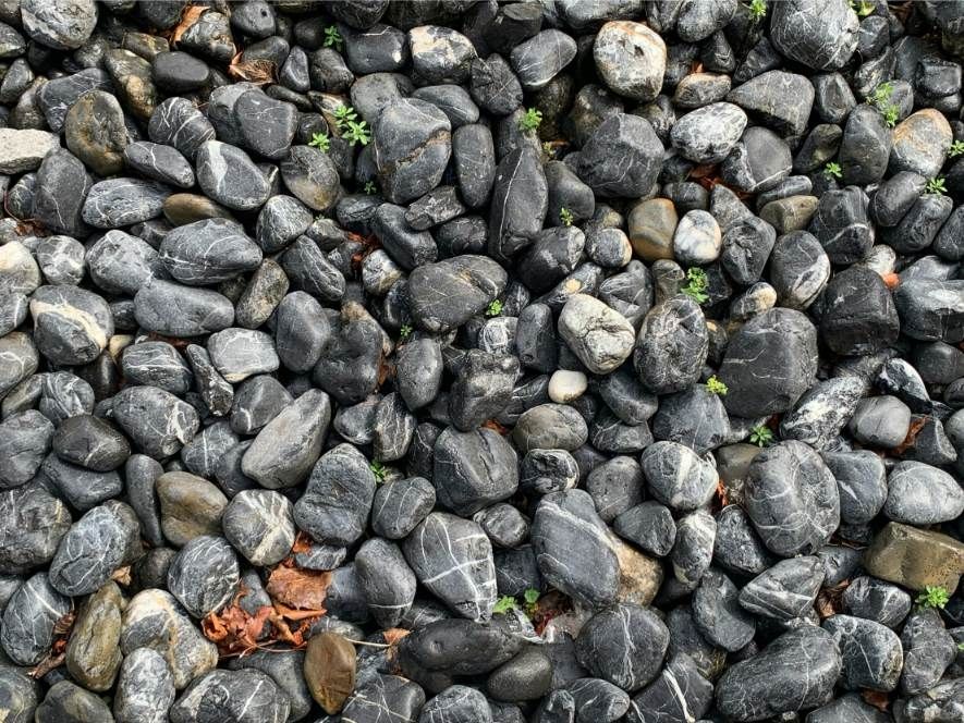 Dark Gray River Rocks, Some With White Streaks, Scattered — Chooks Sand And Gravel In Paget, QLD