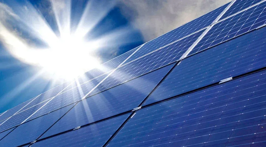 Solar Panels Angled Towards the Bright Sun Solar Panels Angled Towards the Bright Sun