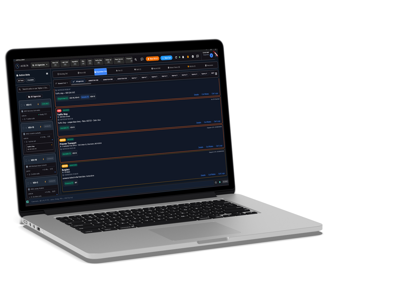 Silver laptop displaying a dark-themed code editor on a white background