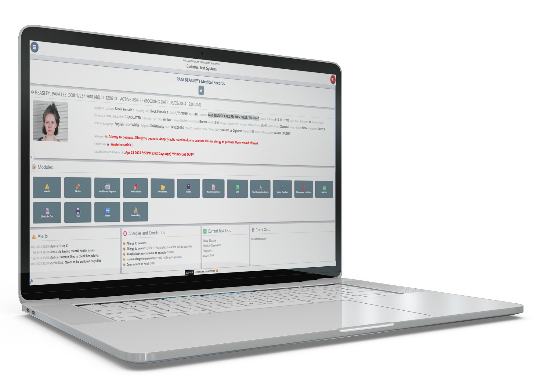 Silver laptop displaying a business dashboard interface on a white background