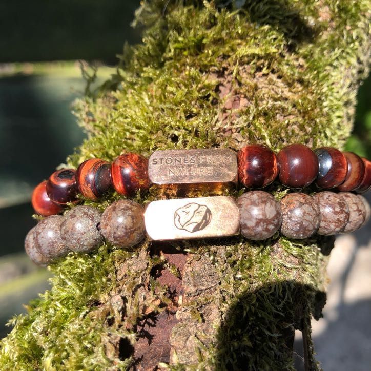 armbanden van Tijgeroog en Obsidiaan